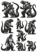 Set de Vectores de Silueta de Godzilla para Grabado Láser CDR