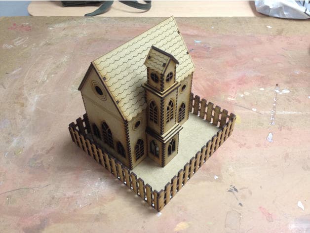 Gothic Church Model 3D Laser Cut Plan SVG File