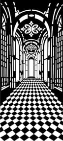 Diseño Vectorial para Corte Láser Perspectiva de Pasillo Gótico