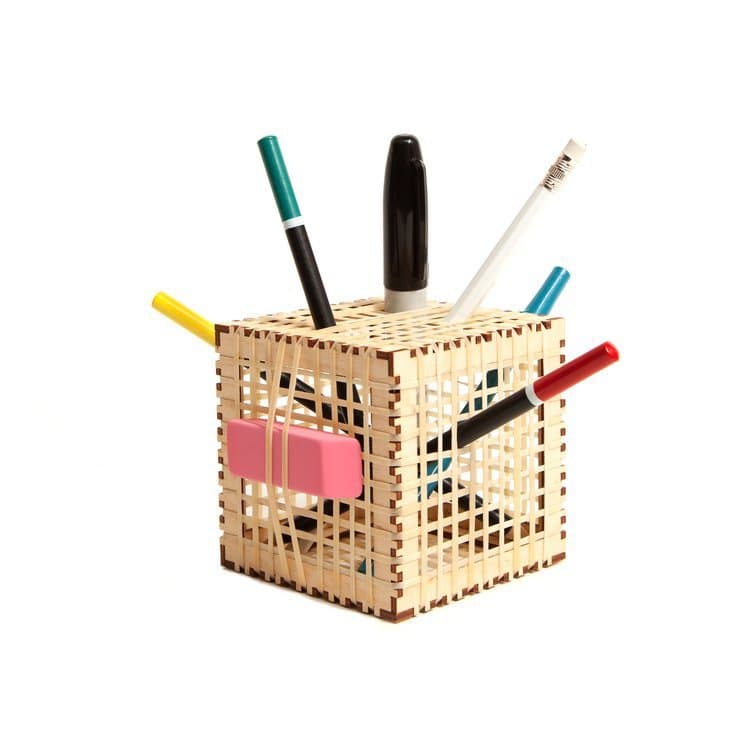 Grid Cube Pen Holder Laser Cut Vector File