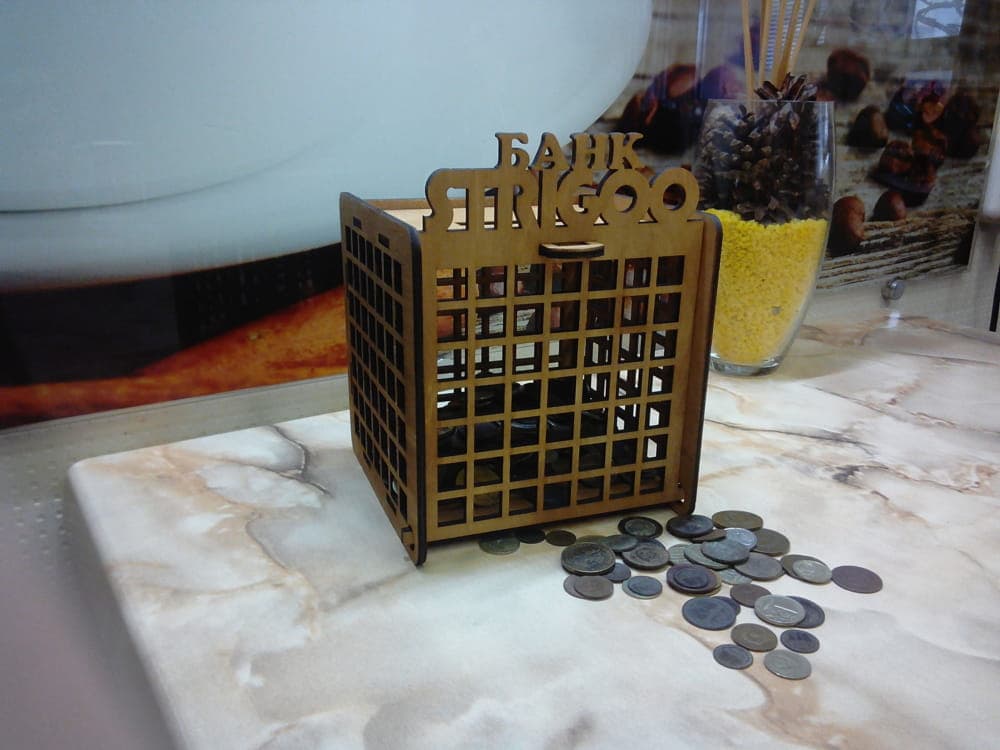 Grid Pattern Piggy Bank Laser Cut Vector Design