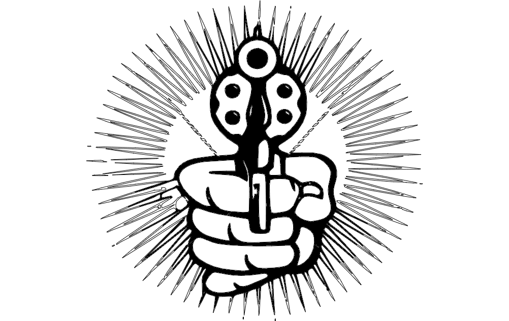 Hand Pointing Revolver Vector Design - DXF File