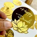Happy Diwali Lotus Gift Tag Vector File for Laser Cutting