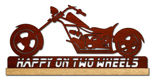 Happy On Two Wheels Chopper Motorcycle Laser Cut Vector File