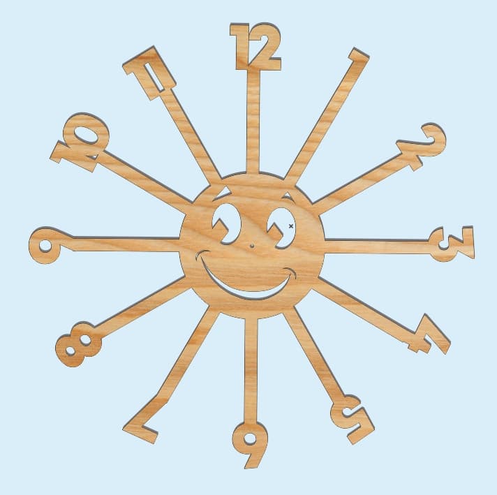 Happy Sun Wall Clock Vector for Laser Cutting