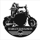 Vector de Letrero Harley-Davidson con Mujer Motociclista DXF CDR