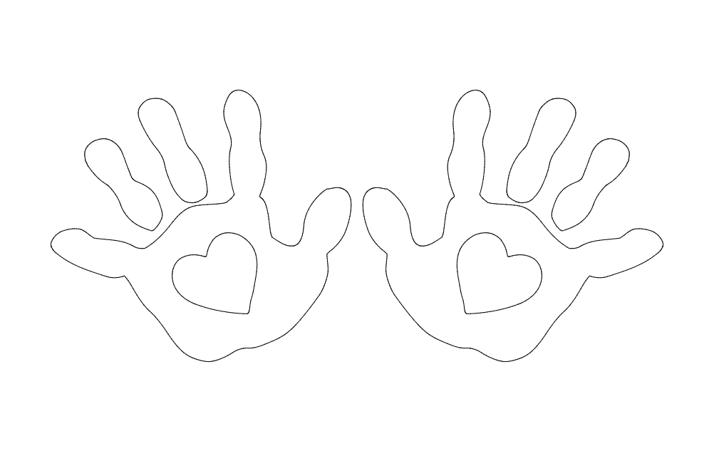 Heart Handprints Vector Design for Laser Cutting DXF