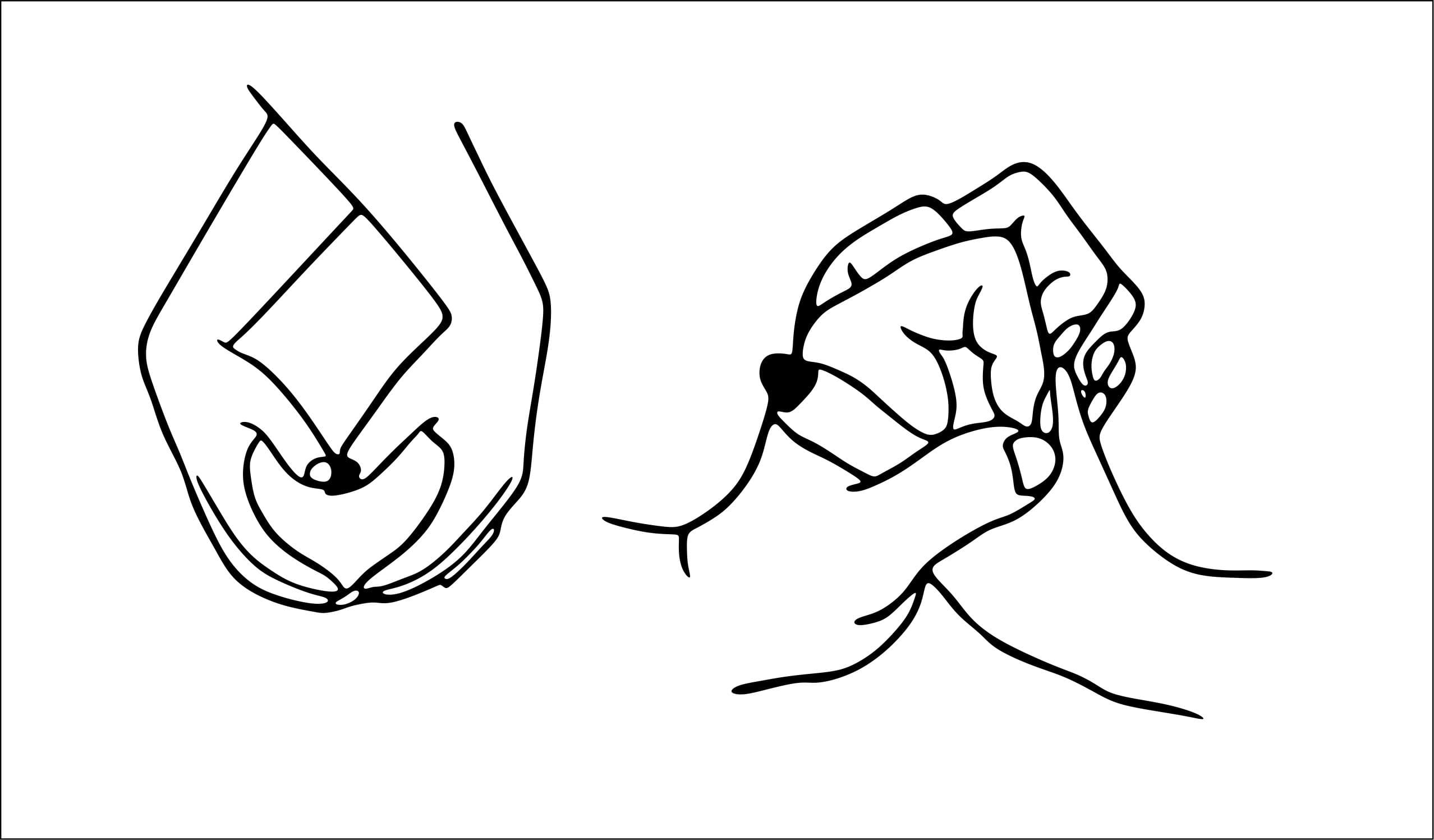 Heart Hands and Holding Hands Line Art Vector File