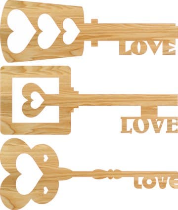 Heart Key Love Signs Vector File for Laser Cutting