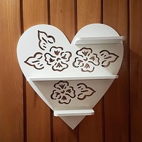 Heart Shaped Floral Wall Shelf Laser Cut Vector File