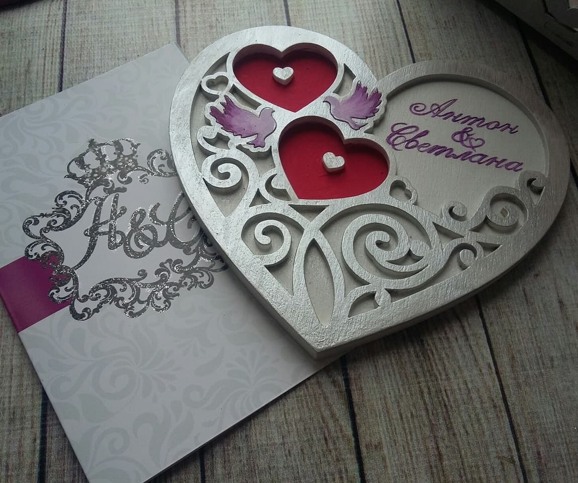 Heart Shaped Wedding Ring Holder Laser Cut Vector File
