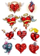 Colección de Vectores de Tatuaje de Corazón para Corte Láser