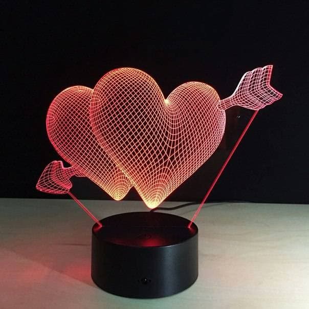 Heart with Arrow 3D Illusion LED Lamp Vector File