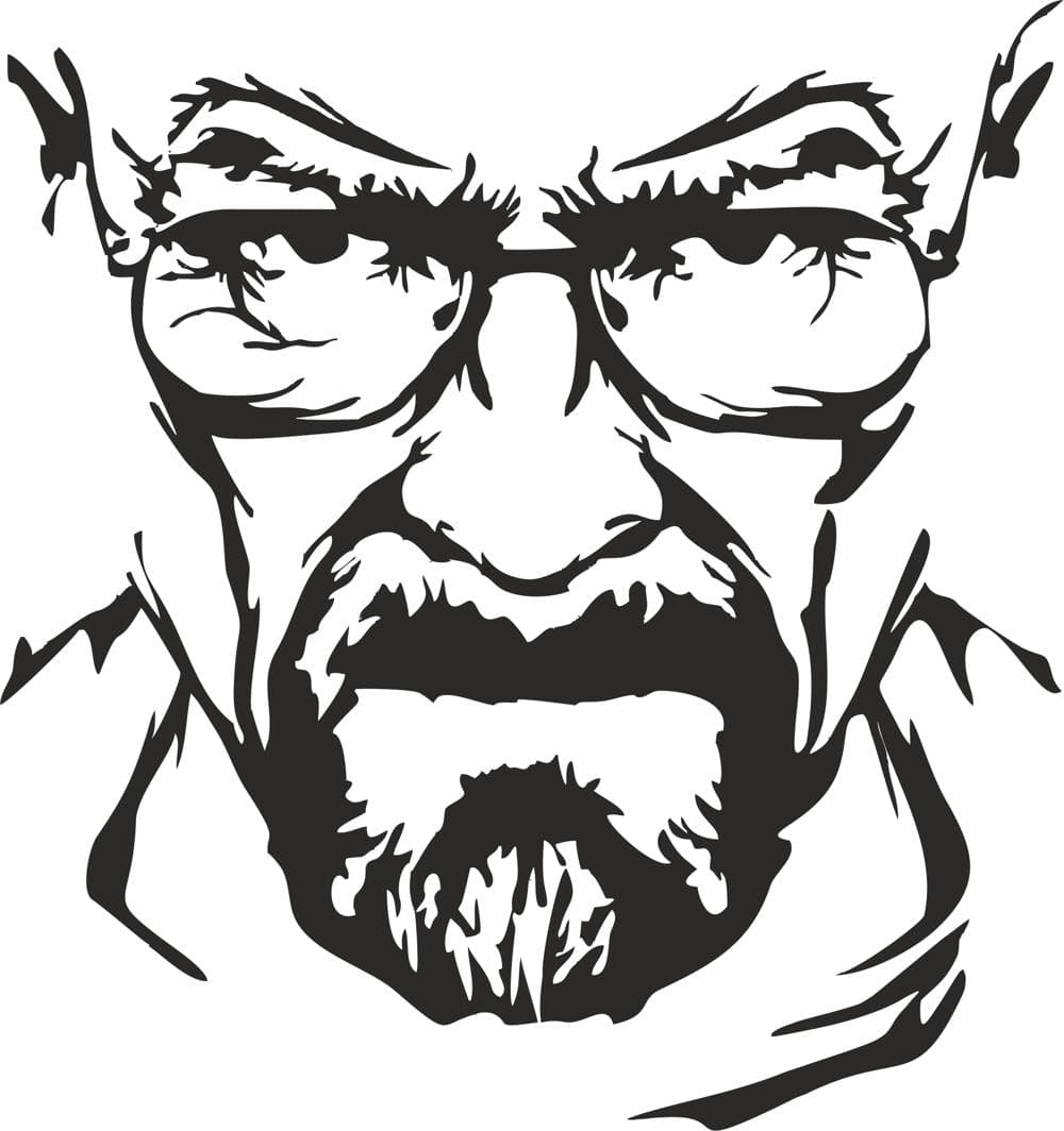 Vetor Retrato Heisenberg para Corte a Laser - DXF/SVG Grátis