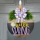 Hello Spring Daisy Door Sign Vector Laser Cut File