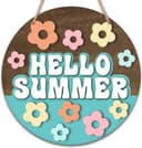 Hello Summer Floral Door Sign Vector Laser Cut File