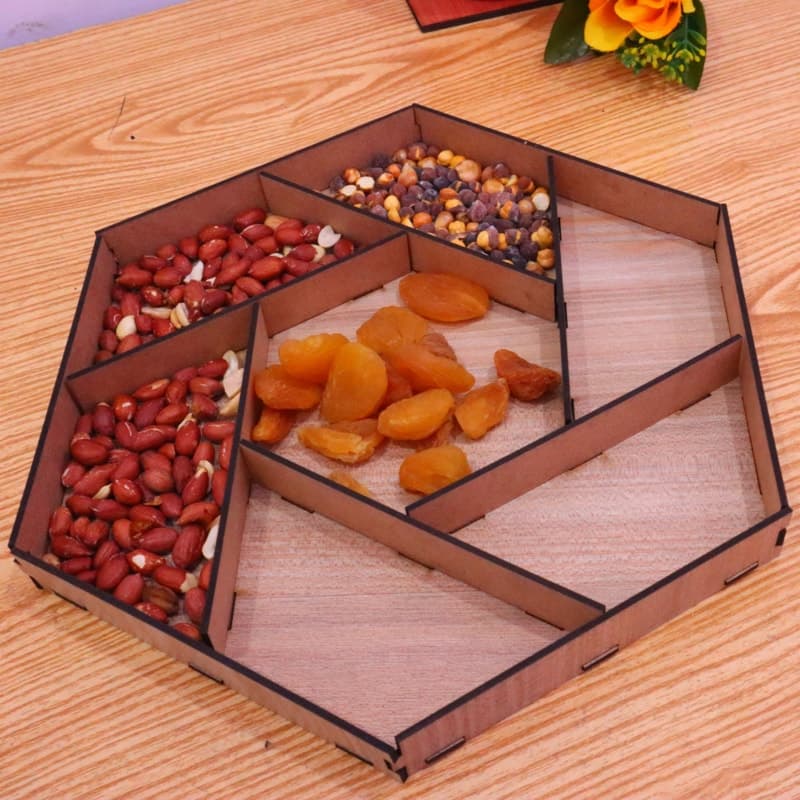 Hexagonal Divided Serving Tray Laser Cut Vector File