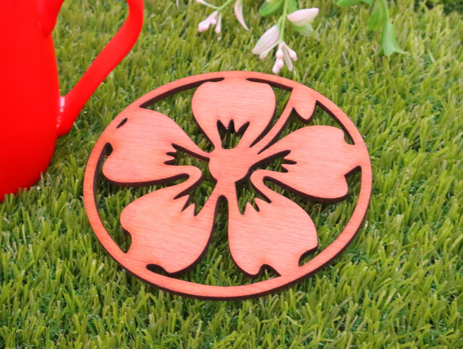 Hibiscus Flower Coaster Laser Cut Vector File