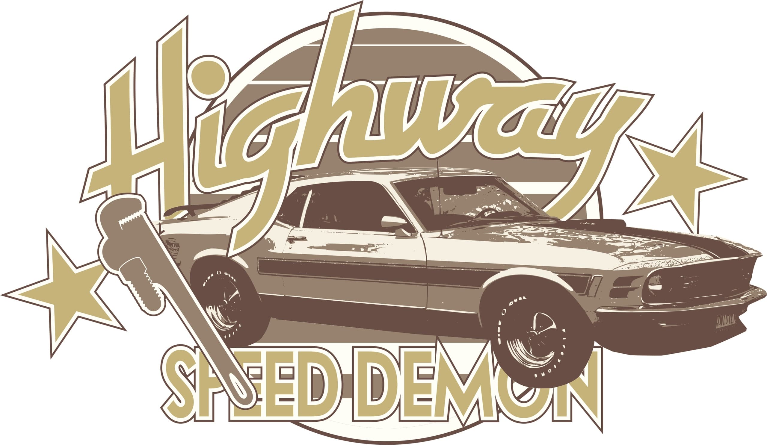 Highway Speed Demon Vintage Car Vector Design - Free Download