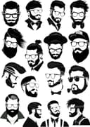 Hipster Men Faces Vector Collection for Laser Cutting
