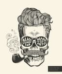 Hipster Skull with Pipe Vector Illustration for Laser Cutting
