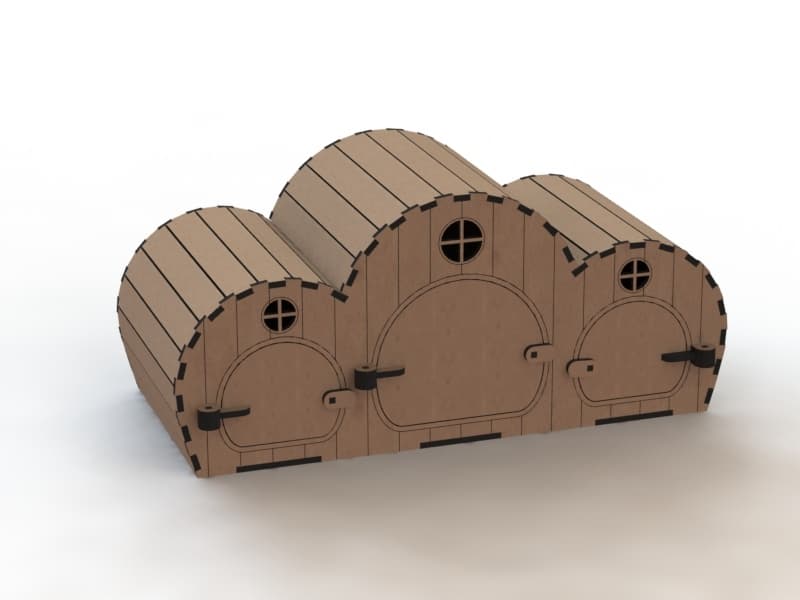 Hobbit Style 3D Wooden Playhouse Vector File for Laser Cutting