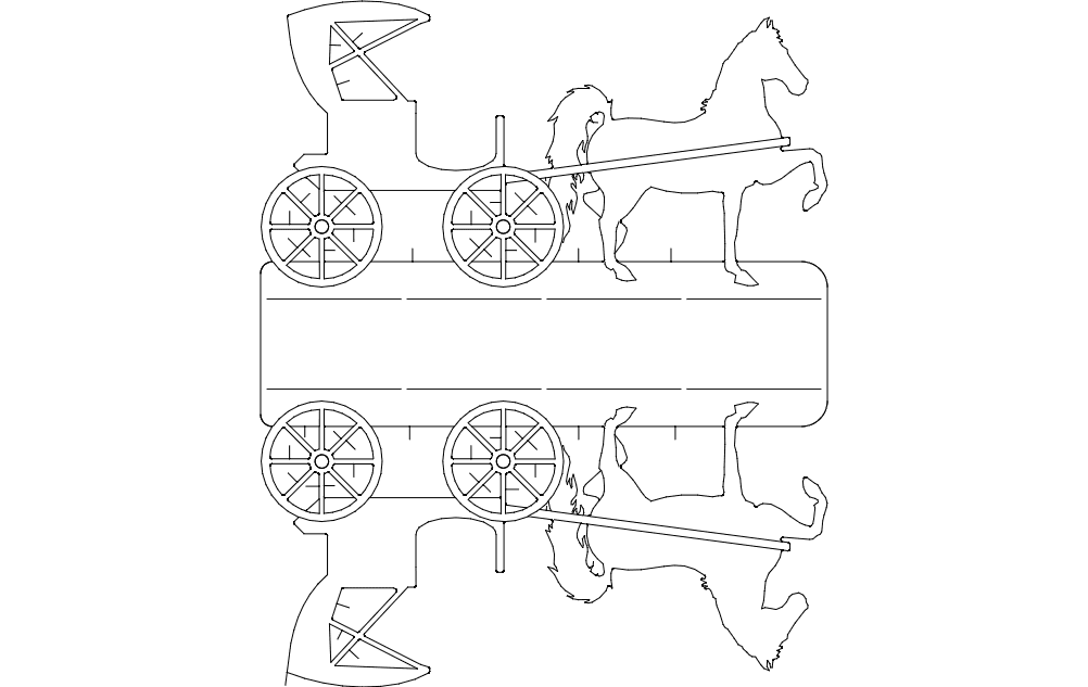 Horse Drawn Carriage Vector Design for Laser Cutting DXF