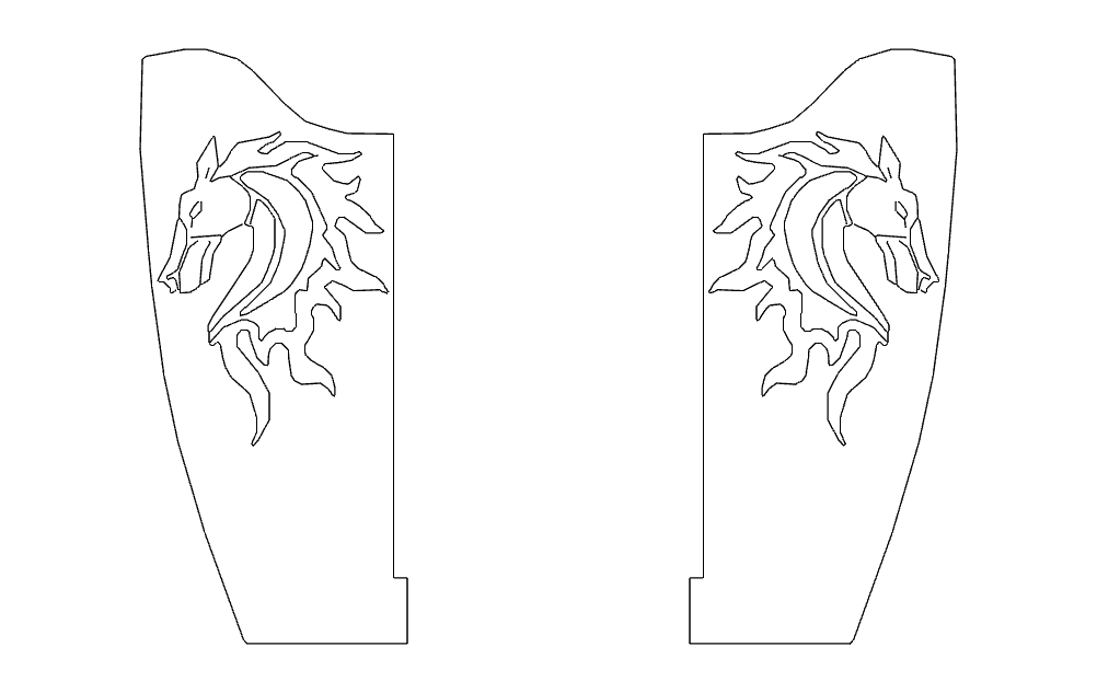 Horse Head Decorative Bracket Set Vector DXF File