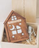 House Shaped Night Light with Moon and Stars Laser Cut Vector