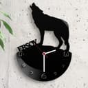 Archivo Vectorial Reloj de Pared Lobo Aullando para Laser Cut