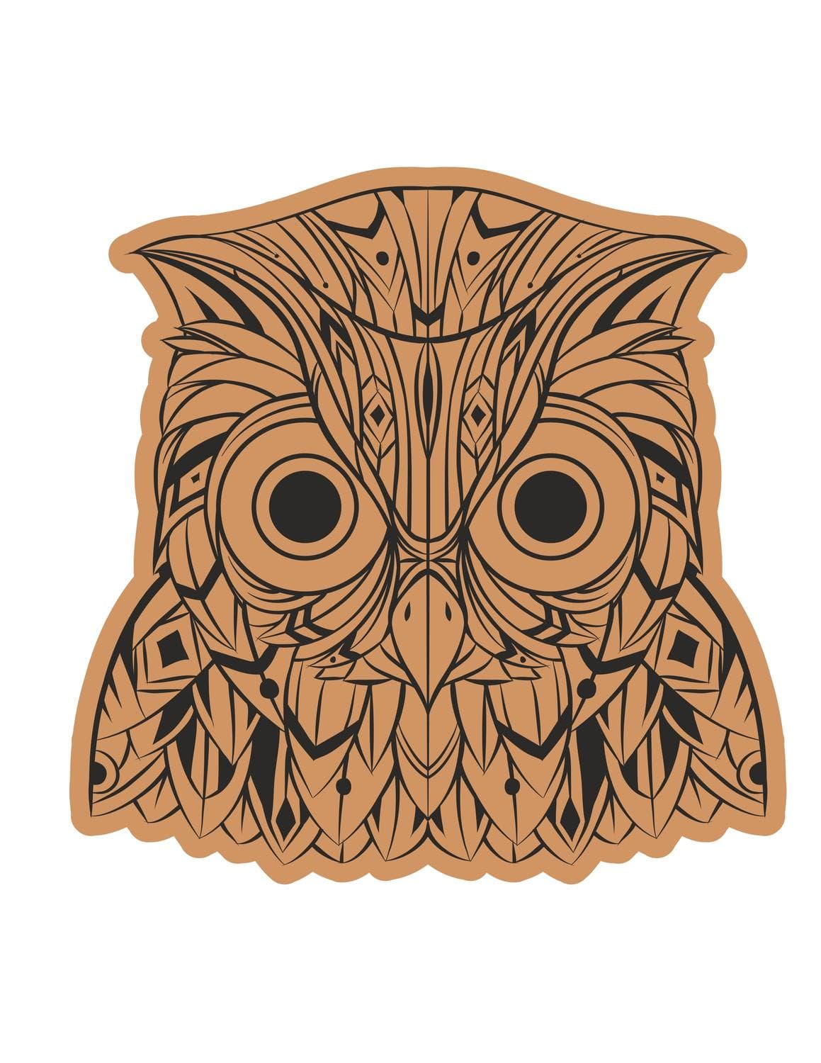 Intricate Geometric Owl Head Laser Cut Vector File