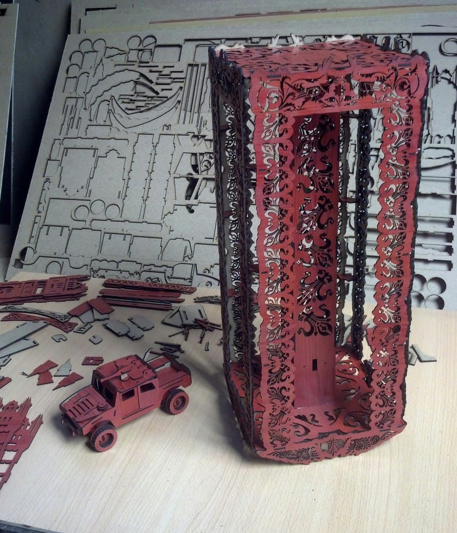 Intricate Ornamental Tower Lamp Laser Cut Vector File