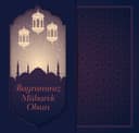Vector de Tarjeta de Felicitación Islámica Bayraminiz Mubarek Olsun (AI)