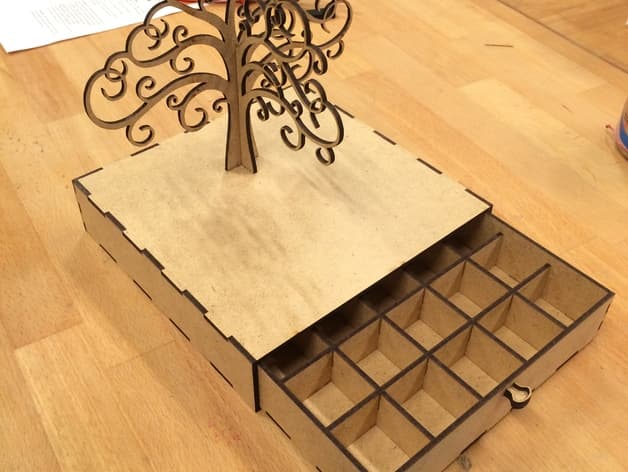 Jewelry Box with Decorative Tree Stand Laser Cut SVG File
