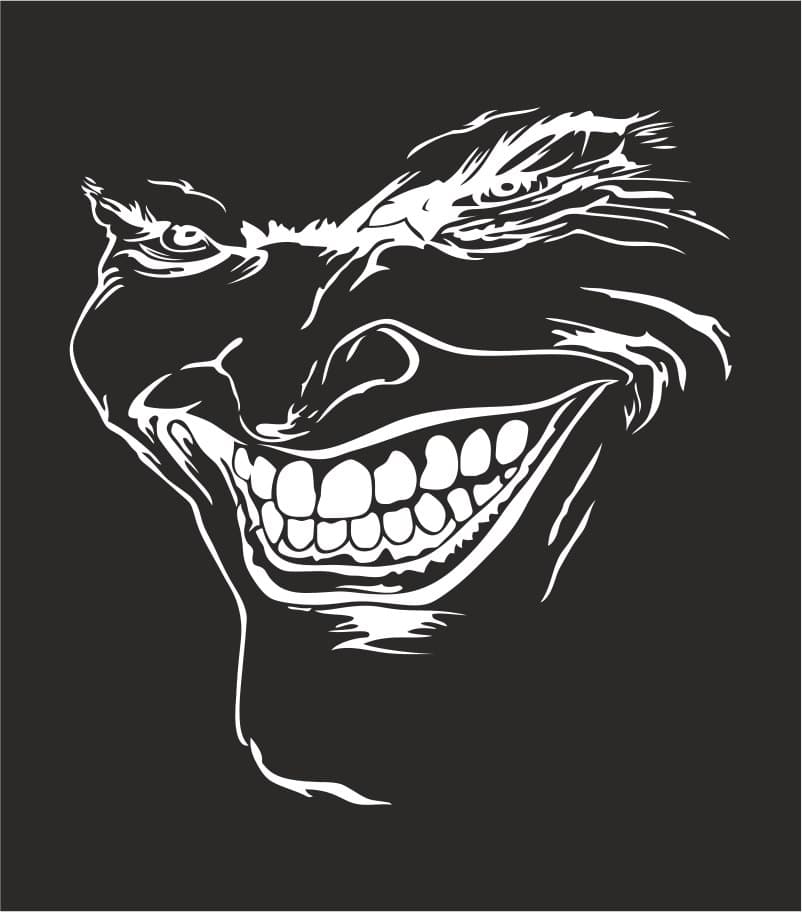 Joker Smiling Face Stencil Vector for Laser Cutting