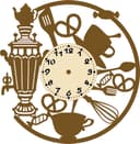 Kitchen Samovar Wall Clock Laser Cut Vector File