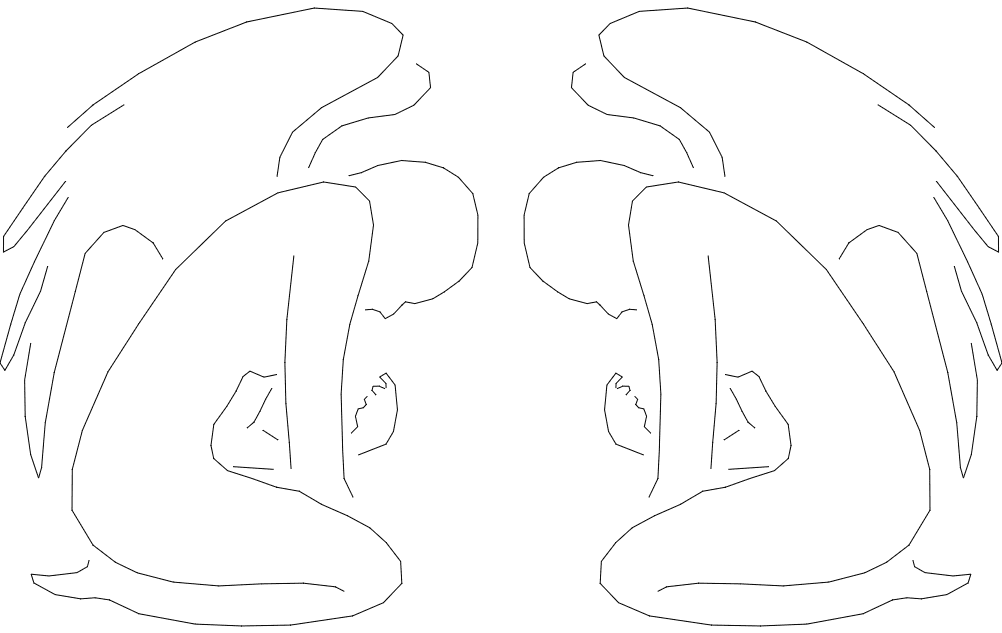 Archivo Vectorial de Ángeles Arrodillados para Corte Láser