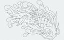 Design Vetorial de Peixe Koi Nadando em Ondas (DXF)