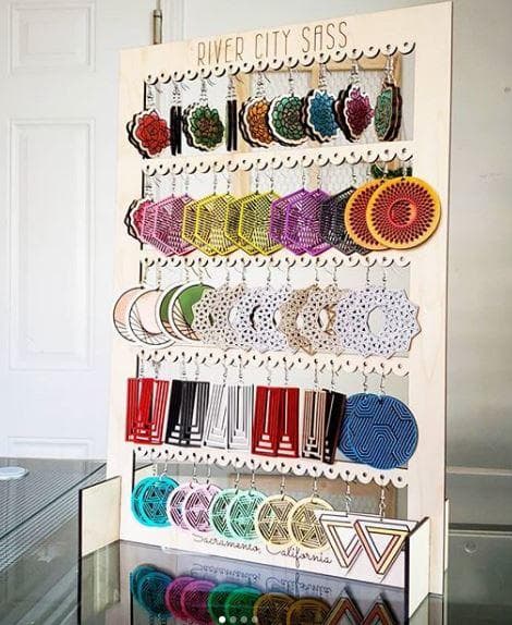 Large Laser Cut Earring Display Stand Vector Template SVG