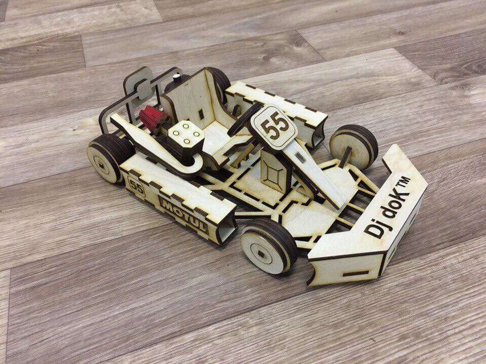 Laser Cut Go-Kart 3D Puzzle Vector Plan (CDR)