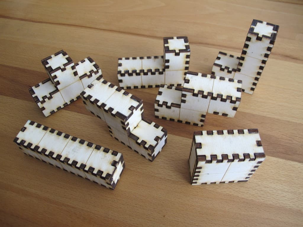 Laser Cut Interlocking Tetris Blocks 3D Puzzle DXF File