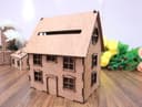 Laser Cut Wooden House Money Box Vector Plan