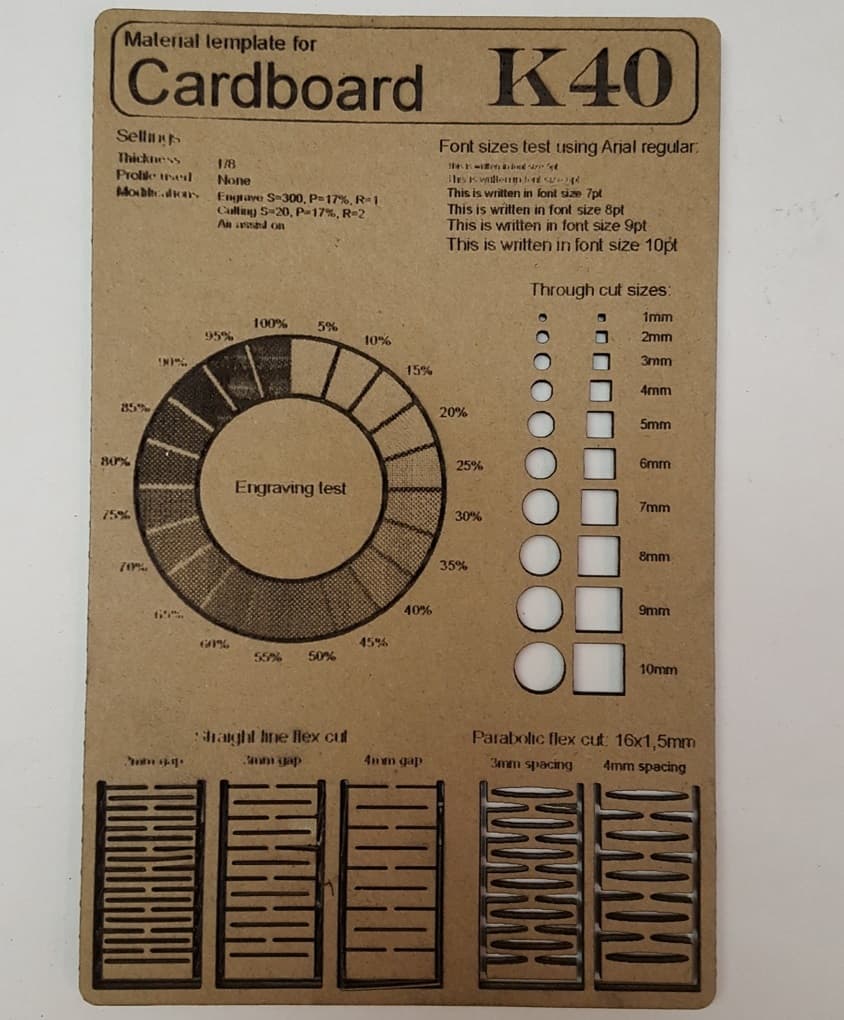 Laser Cutting and Engraving Calibration Test Template SVG
