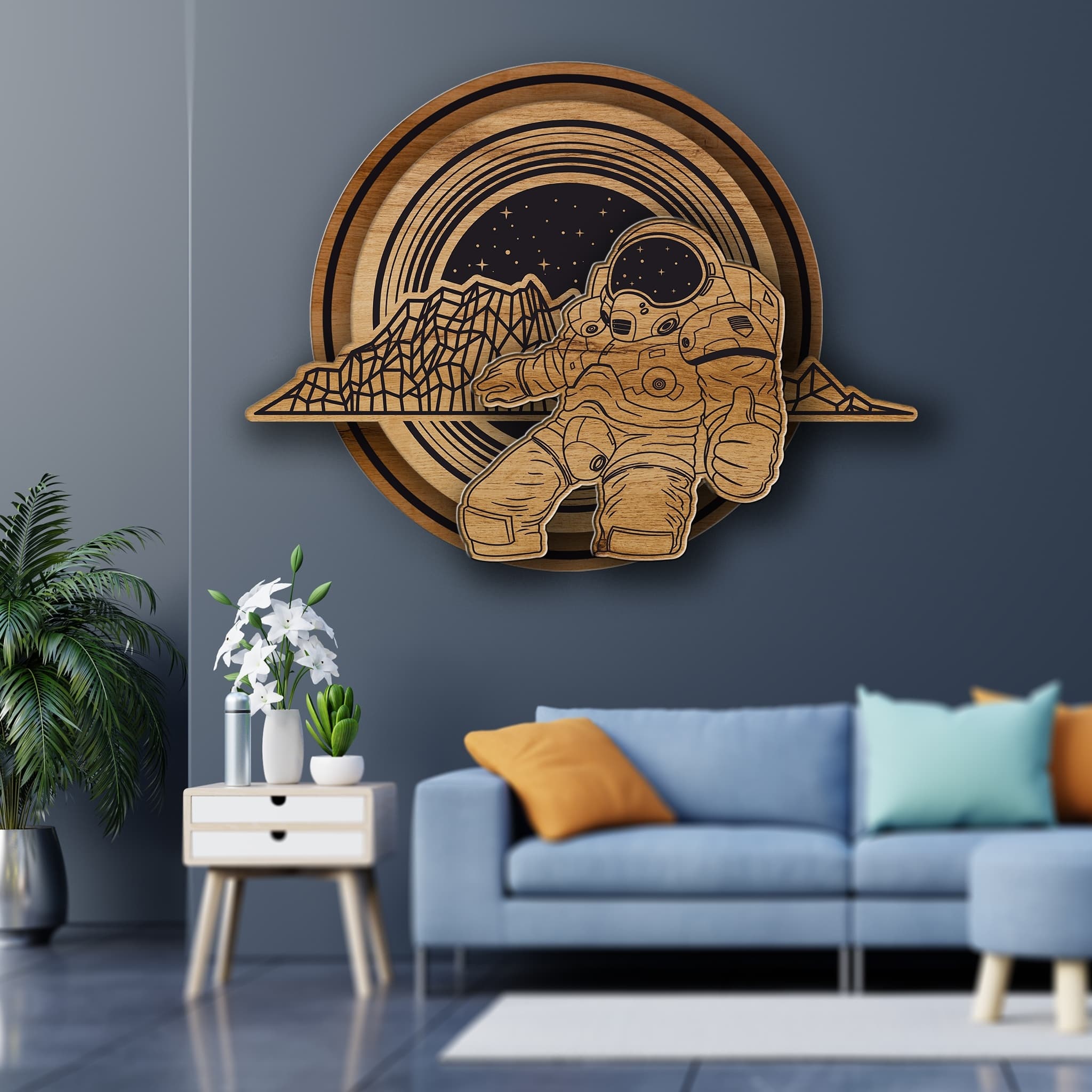Layered Astronaut Space Wall Art Laser Cut Vector File