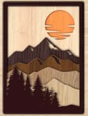 Layered Mountain Forest Wall Art Laser Cut Vector File
