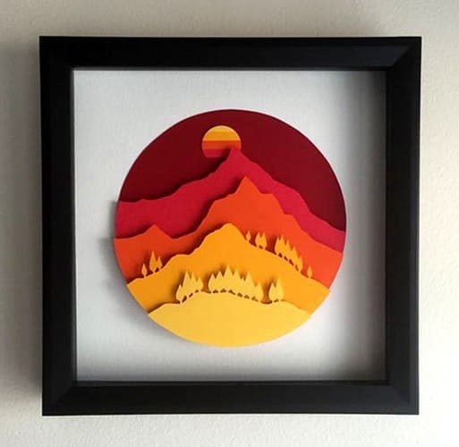 Layered Mountain Landscape 3D Wall Art SVG Vector File