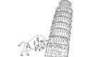 Diseño Vectorial DXF de la Torre de Pisa y Toro de Carga