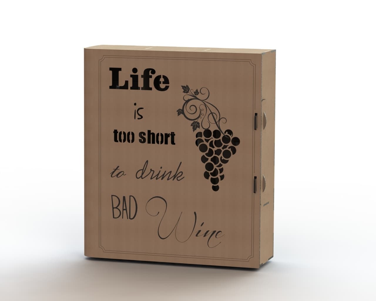 Life Is Too Short Wine Box Laser Cut Template Vector