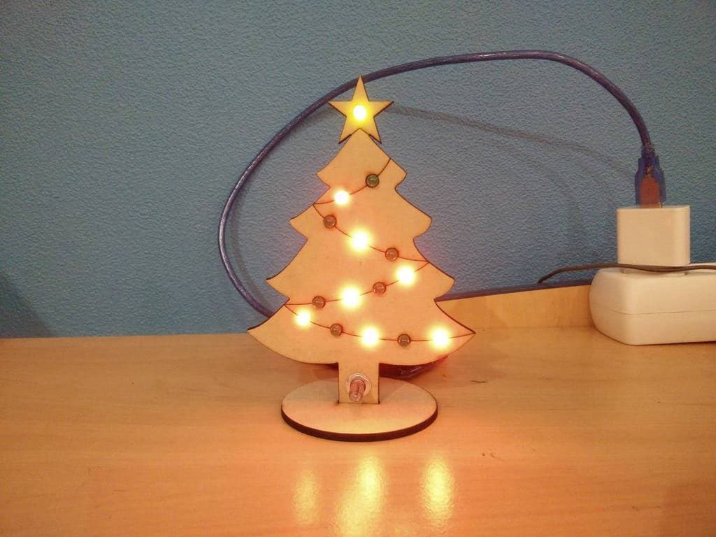 Light-Up Christmas Tree Laser Cut Template SVG File