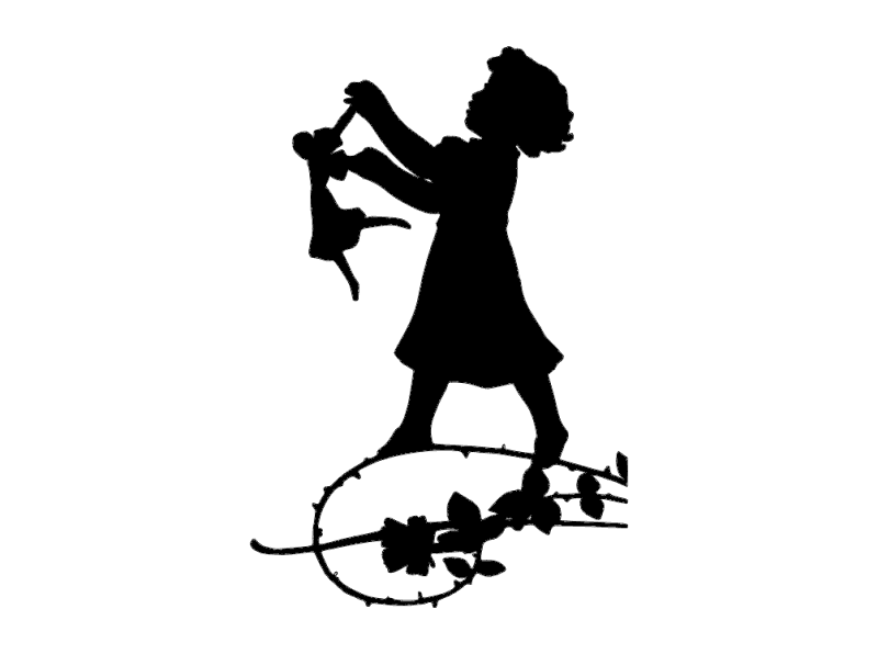 Vector de Silueta de Niña Jugando con Muñeca Archivo DXF